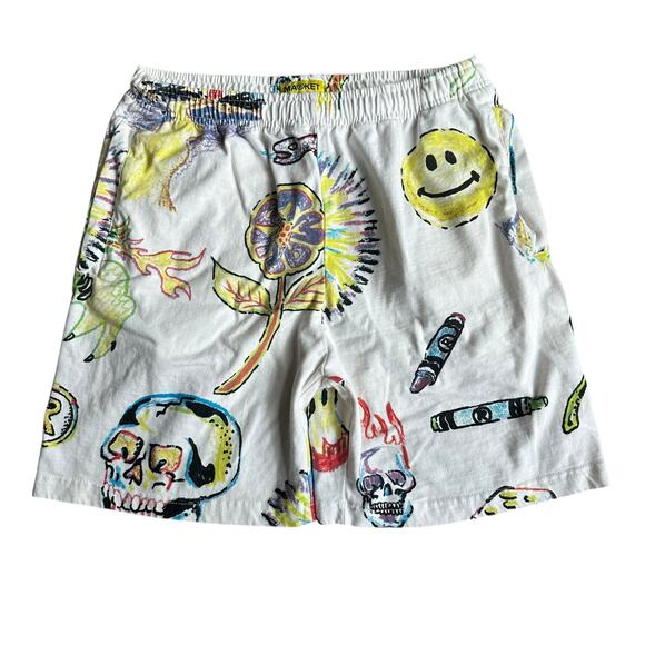 Market x Smiley Coloring Book Shorts Mens Medium - Picture 1 of 4